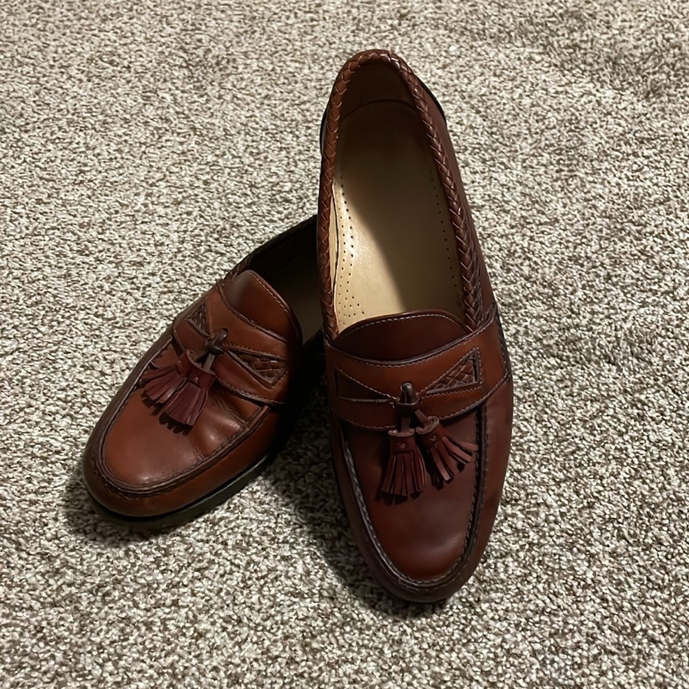 Allen Edmonds Brown Leather Slip-On Loafers with Tassels